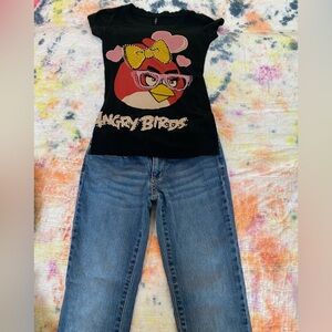 Sweet Girl Size S Angry Birds Motif Cap Sleeve Tshirt